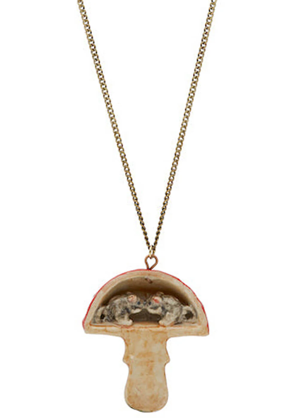 Collier And Mary Champignon avec Souris Embrassant Marron – Image 2