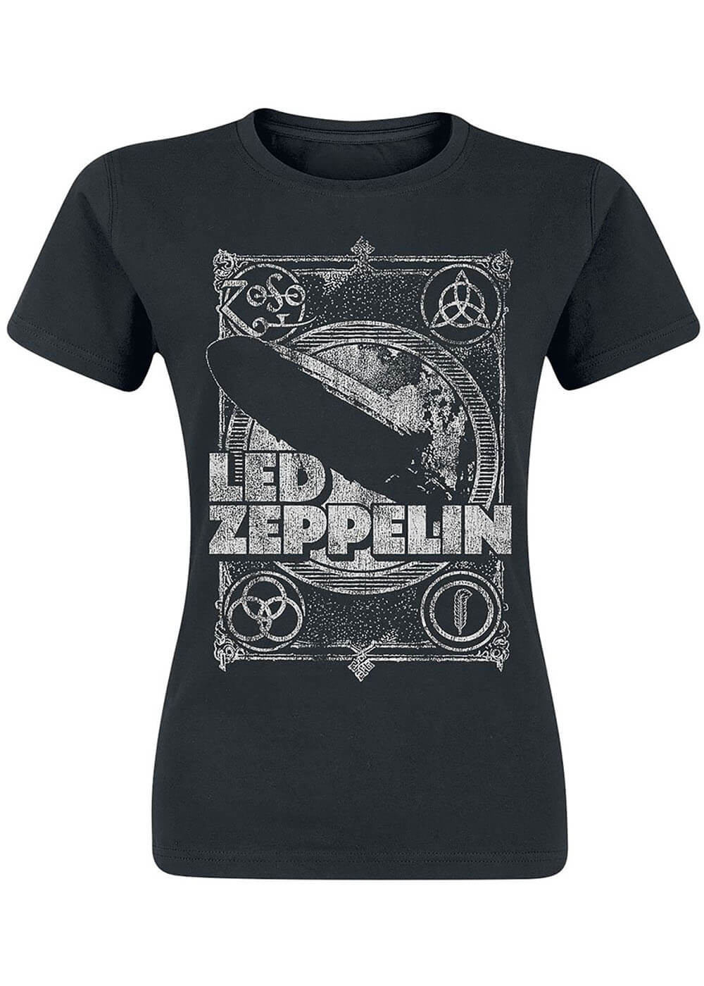 Band Shirts Led Zeppelin Vintage Girly T-Shirt Zwart