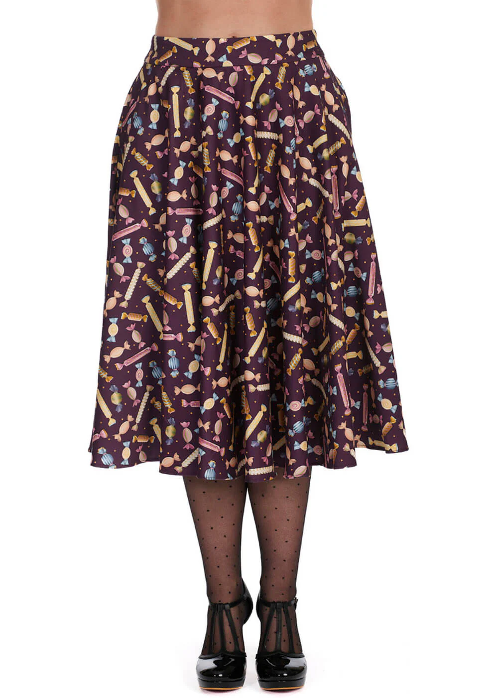 Banned Candy Jupe Swing des Années 50 Aubergine