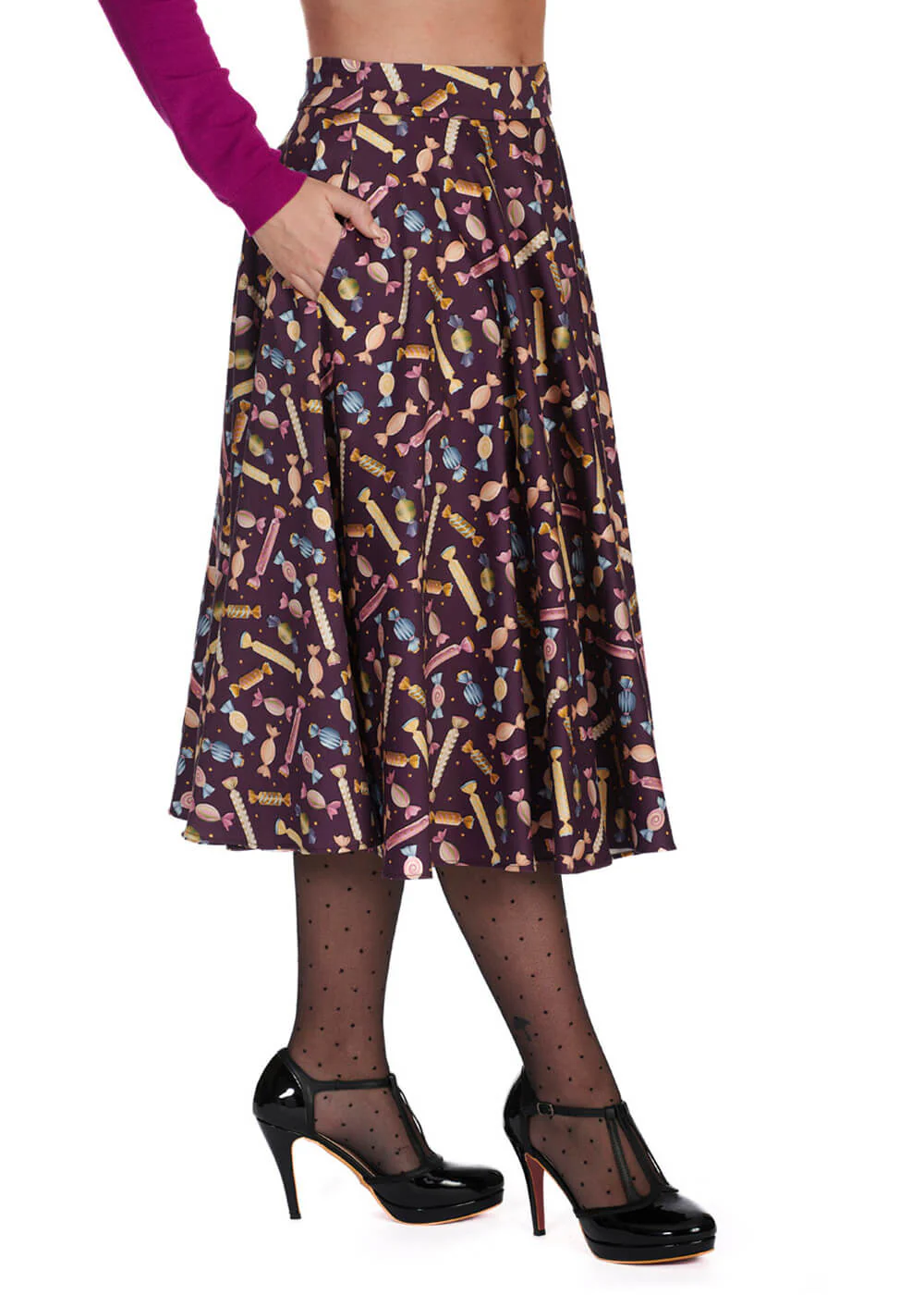 Banned Candy Jupe Swing des Années 50 Aubergine – Image 3