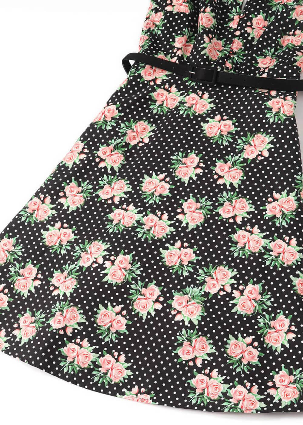 Dolly & Dotty Poppy Roses & Polkadot Robe Swing des Années 40 Noire – Image 6
