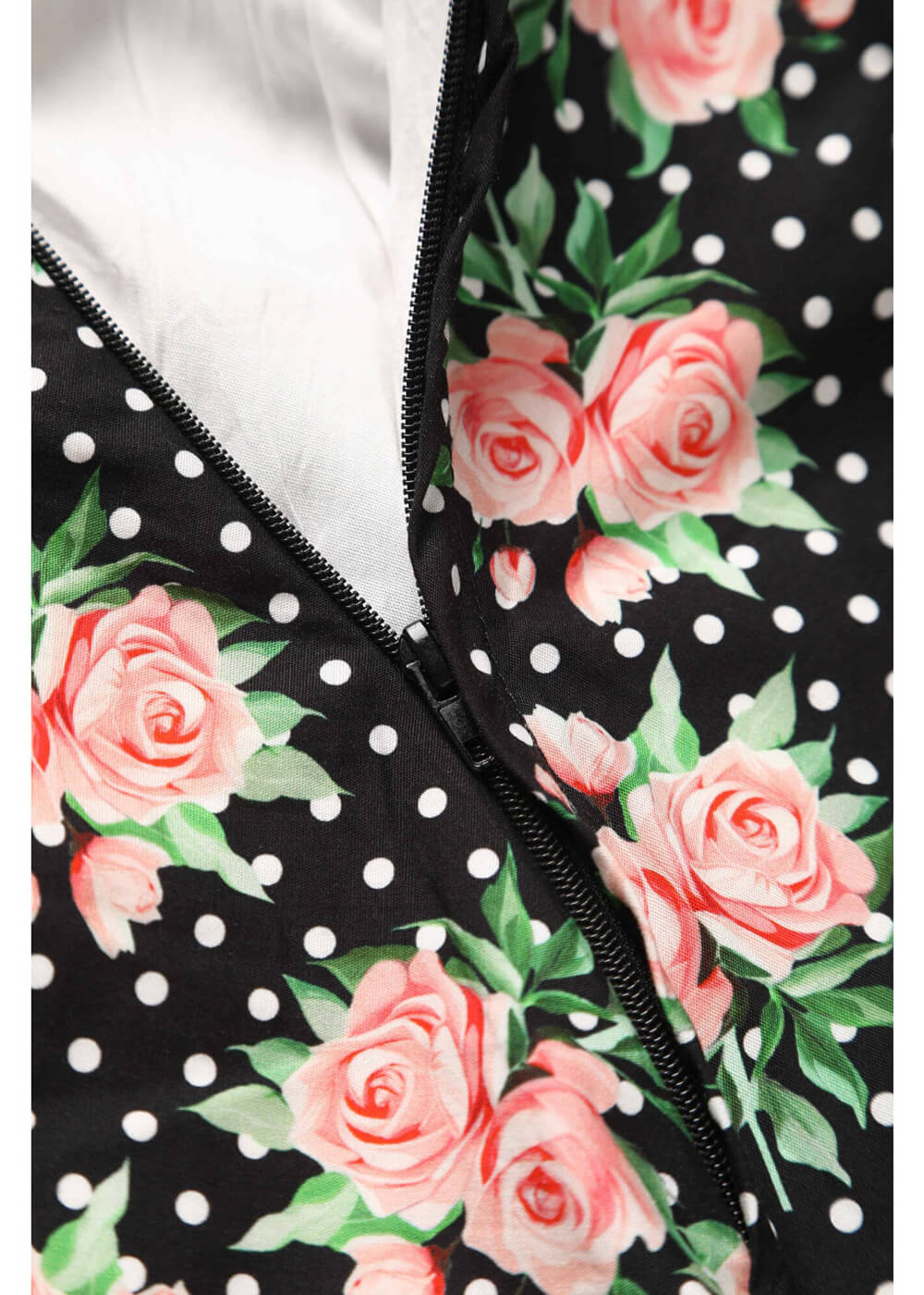 Dolly & Dotty Poppy Roses & Polkadot Robe Swing des Années 40 Noire – Image 7