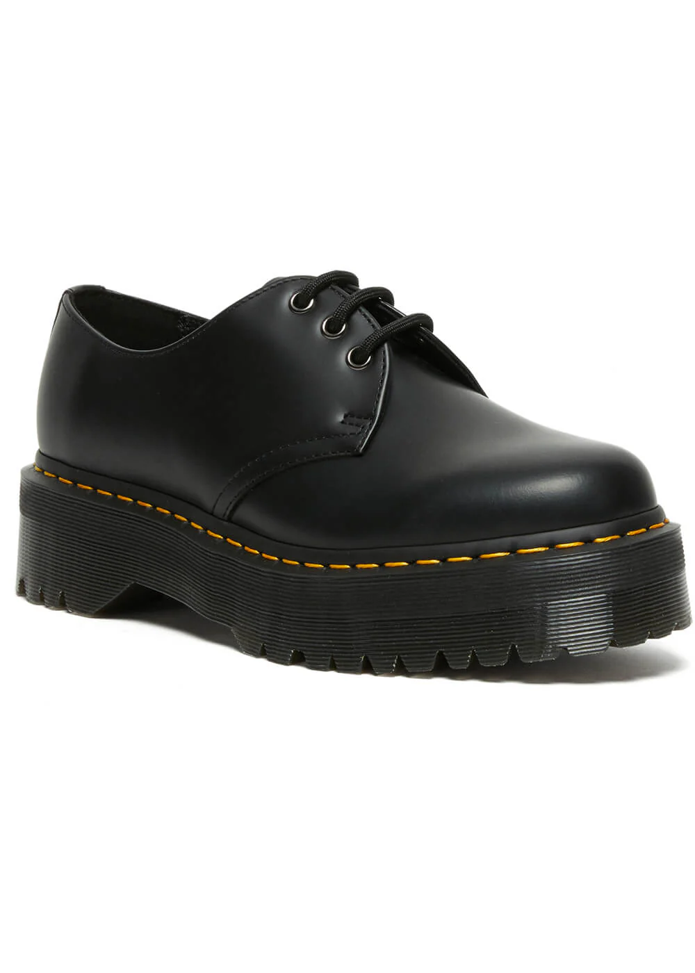Dr. Martens 1461 Quad Cuir Lisse Poli Noir Chaussures à Lacets