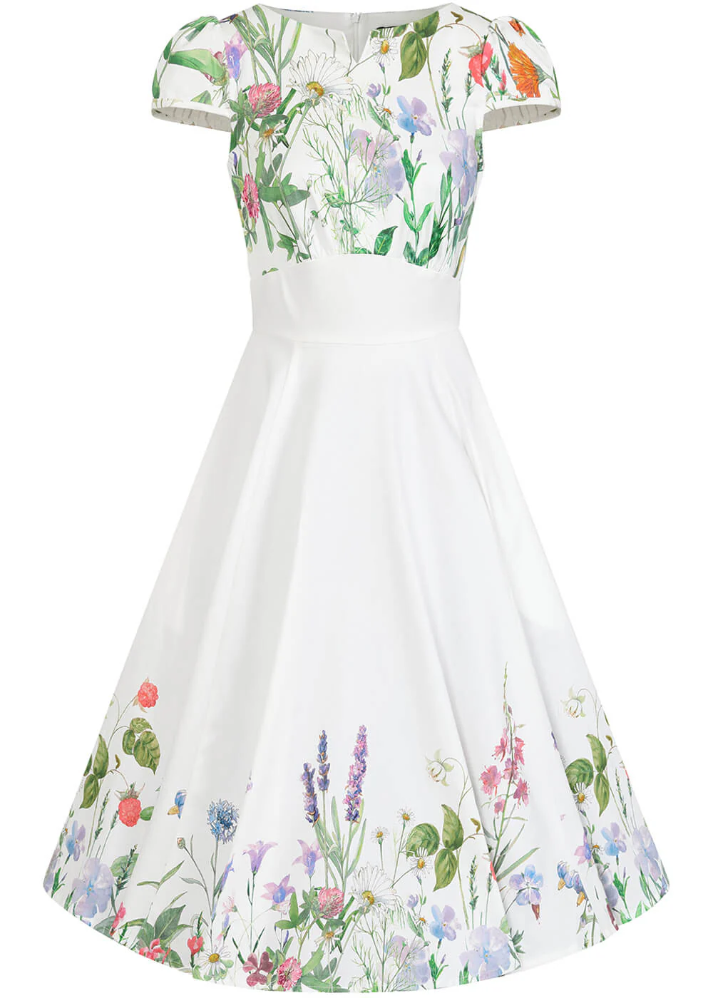 Hearts & Roses Robe Swing années 50 à fleurs automnales Blanche – Image 4