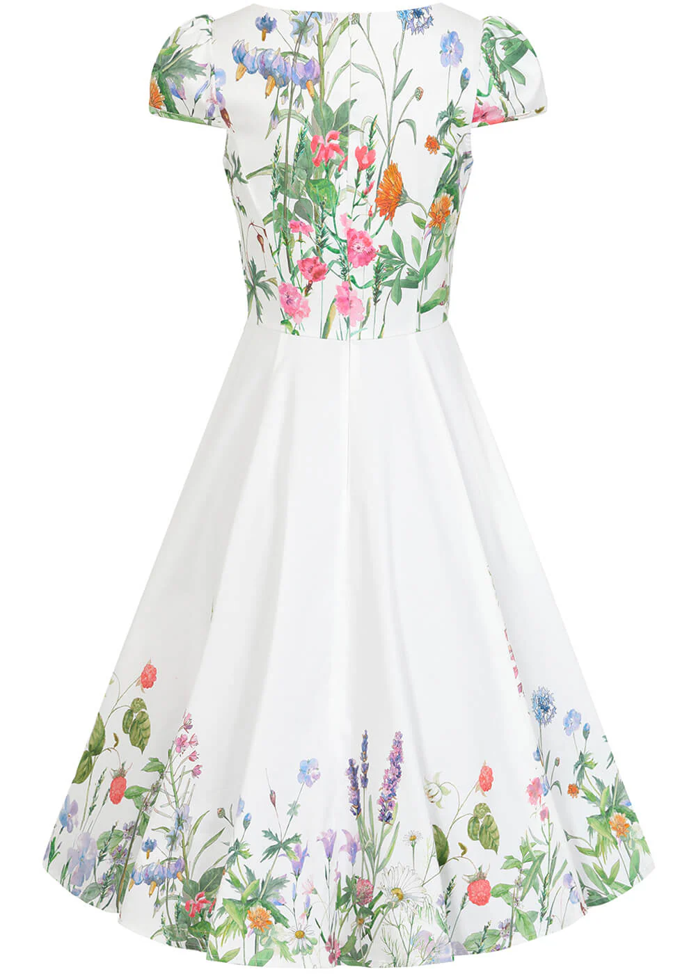 Hearts & Roses Robe Swing années 50 à fleurs automnales Blanche – Image 7