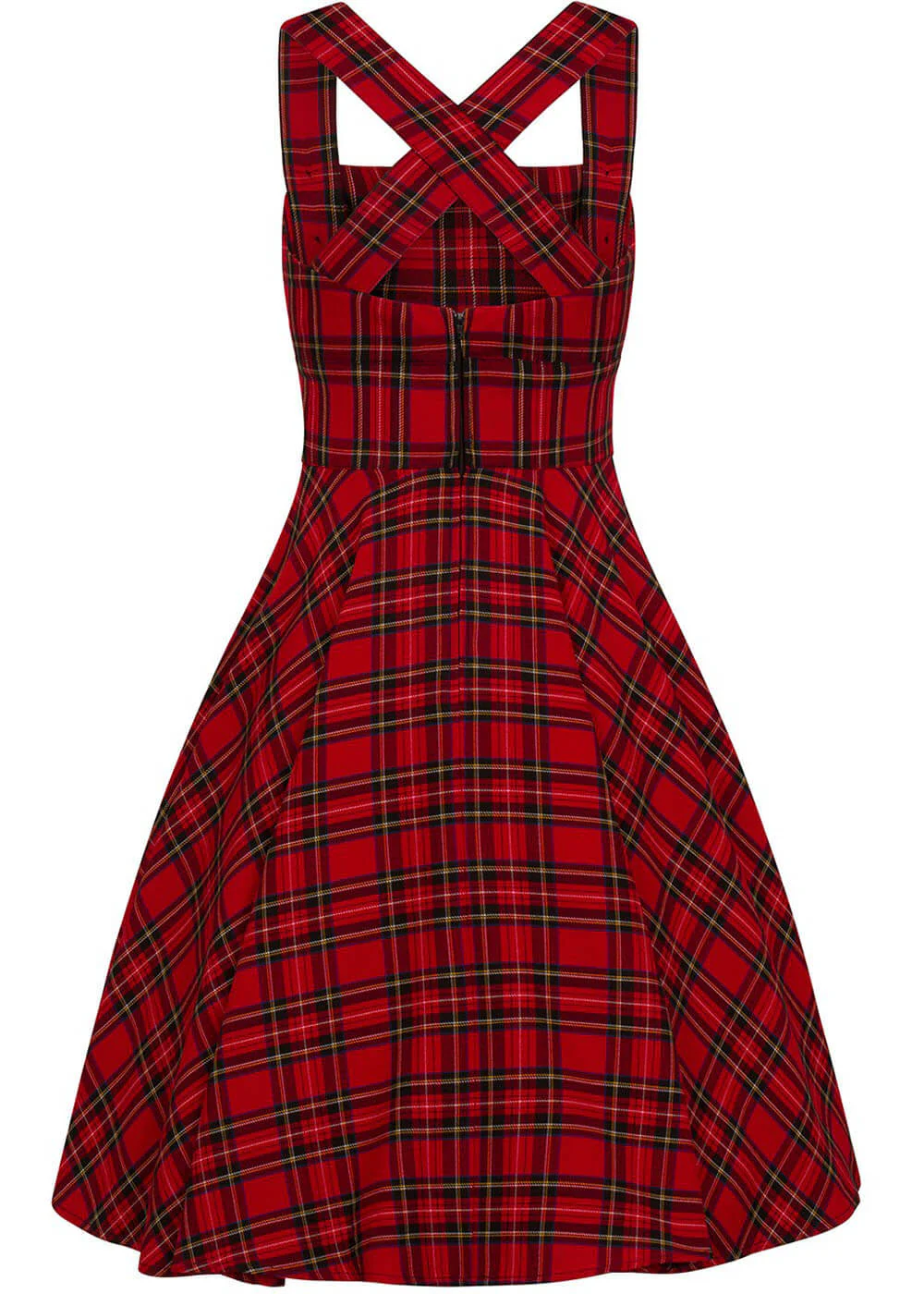 Robe Salopette Hell Bunny Irvine Tartan Années 60 Rouge – Image 6
