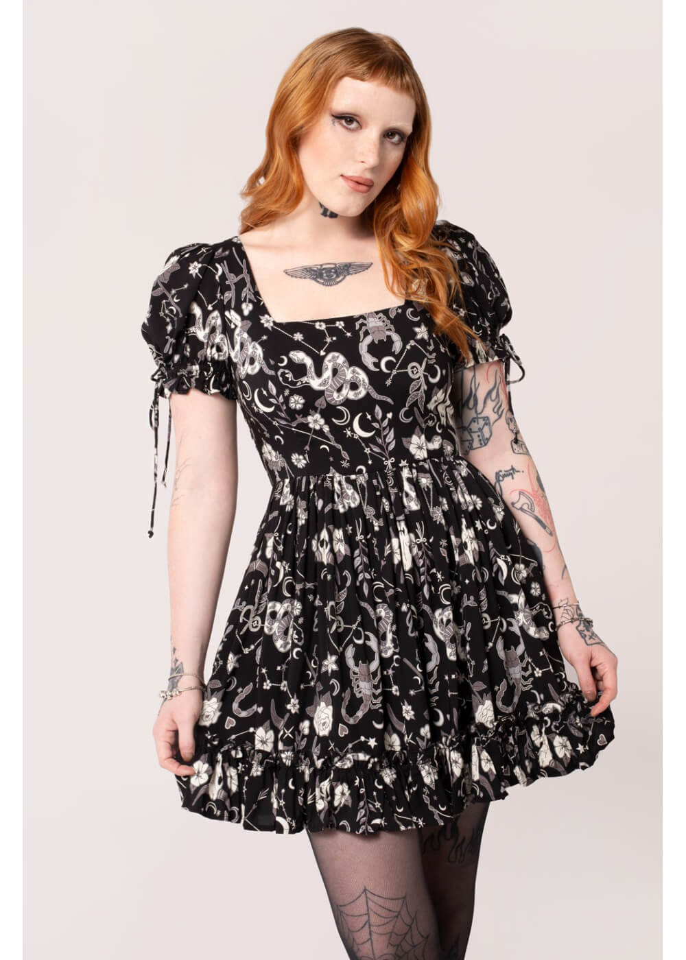 Hell Bunny Robe Mini Années 60 Signe Astral Noir – Image 9