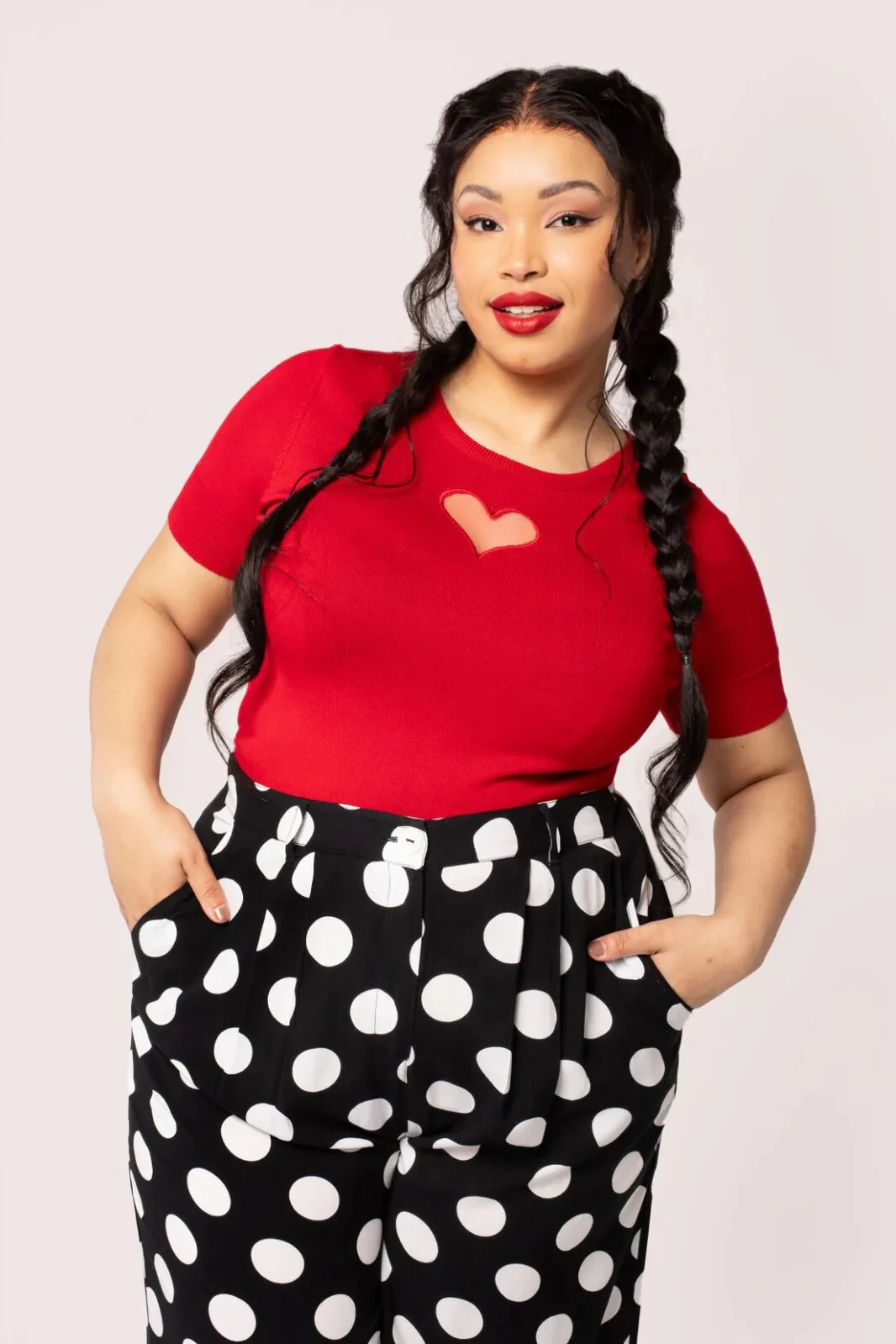 Hell Bunny Dolores Polkadot Pantalon Palazzo Années 40 Noir – Image 5