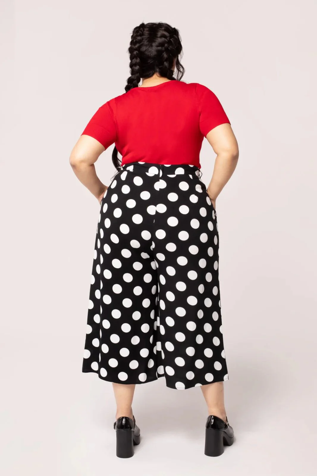 Hell Bunny Dolores Polkadot Pantalon Palazzo Années 40 Noir – Image 7