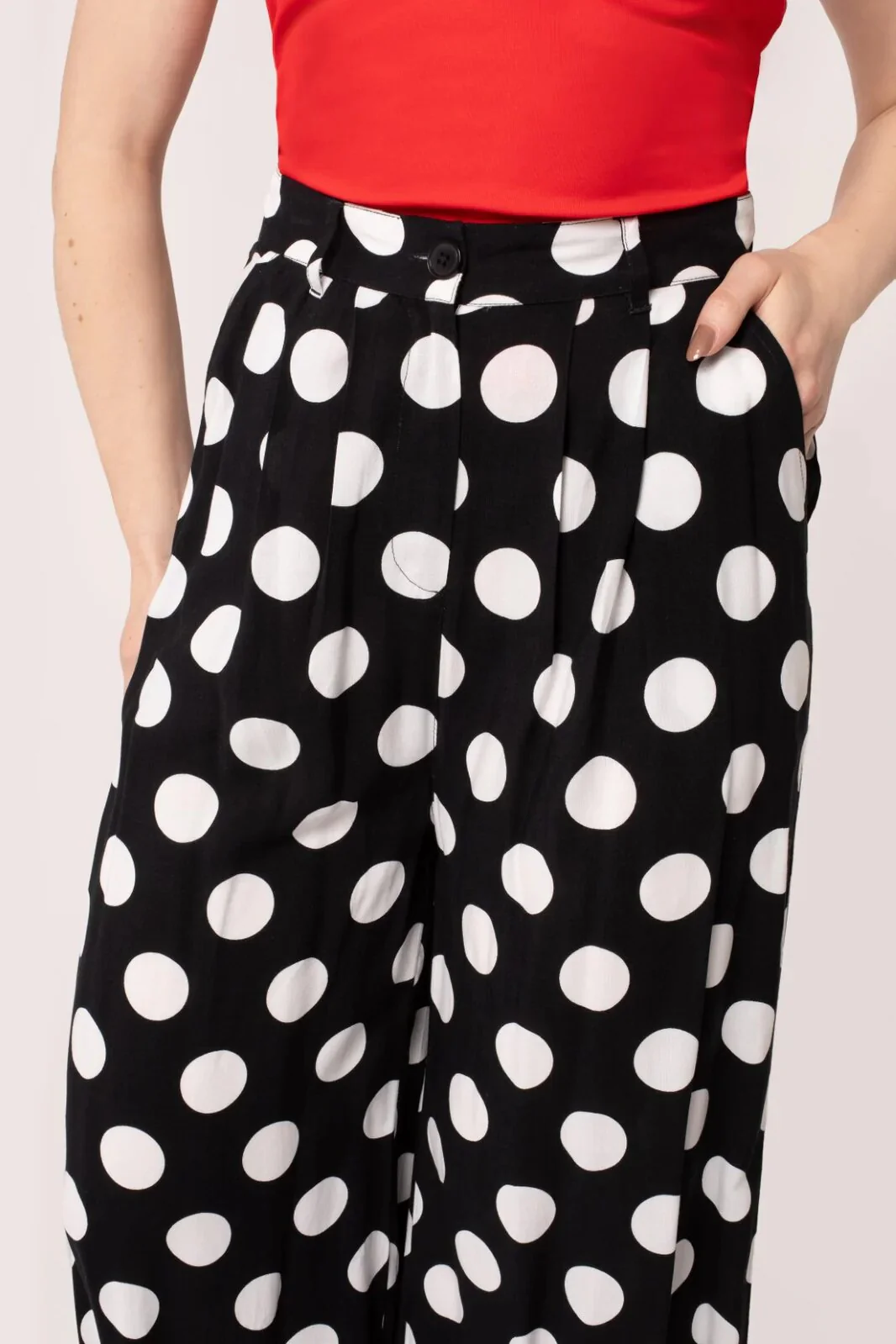 Hell Bunny Dolores Polkadot Pantalon Palazzo Années 40 Noir – Image 9