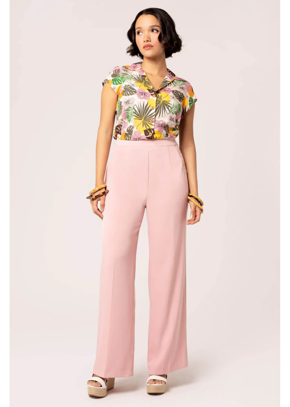 Hell Bunny Giselle Pantalon Années 40 Rose – Image 4