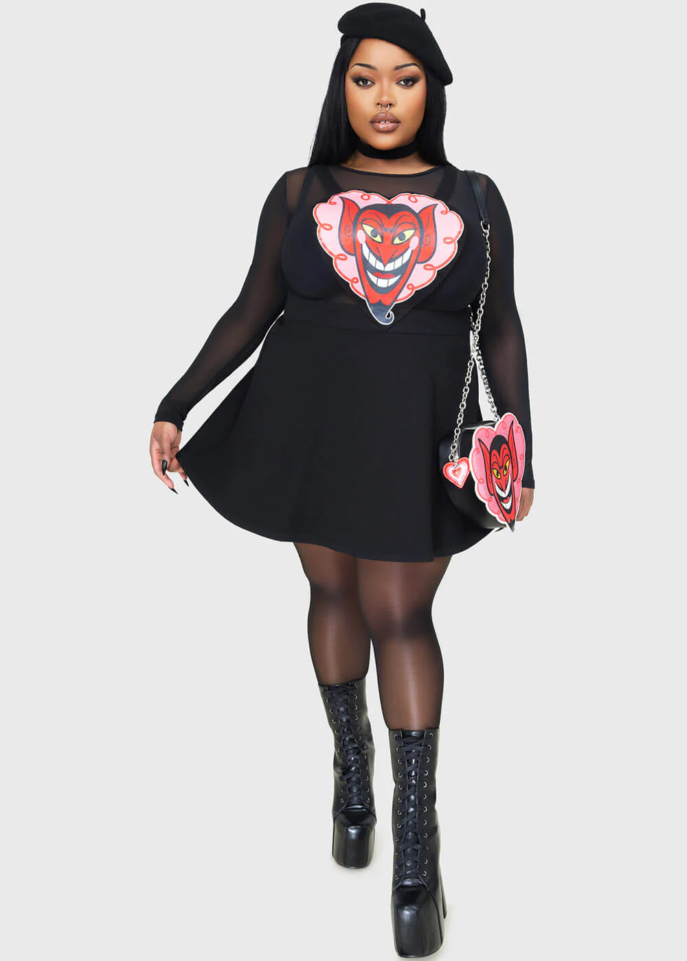 Killstar x Powerpuff Girls Je Me Sens Si Jolie Robe Courte Salopette Denim Noir – Image 7