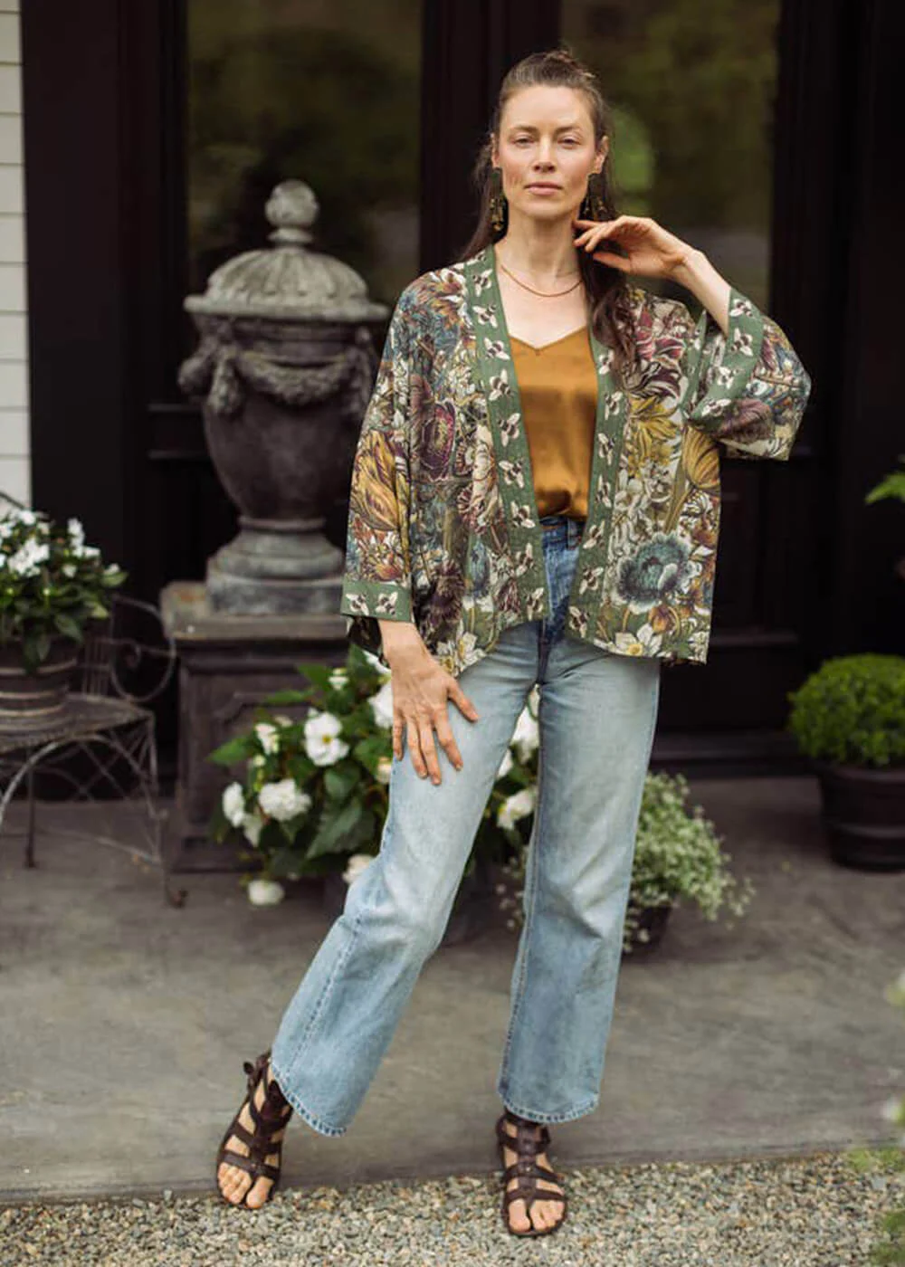 Market Of Stars L'amour pousse sauvage kimono floral court vert – Image 4