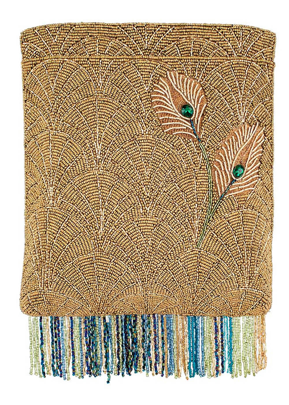Mary Frances Sac Porté Épaule Plumes de Paon Or – Image 6