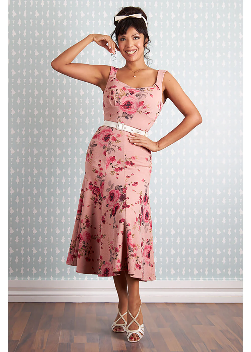 Miss Candyfloss Michaelle Pia Floral 40's Jurk Roze – Image 2