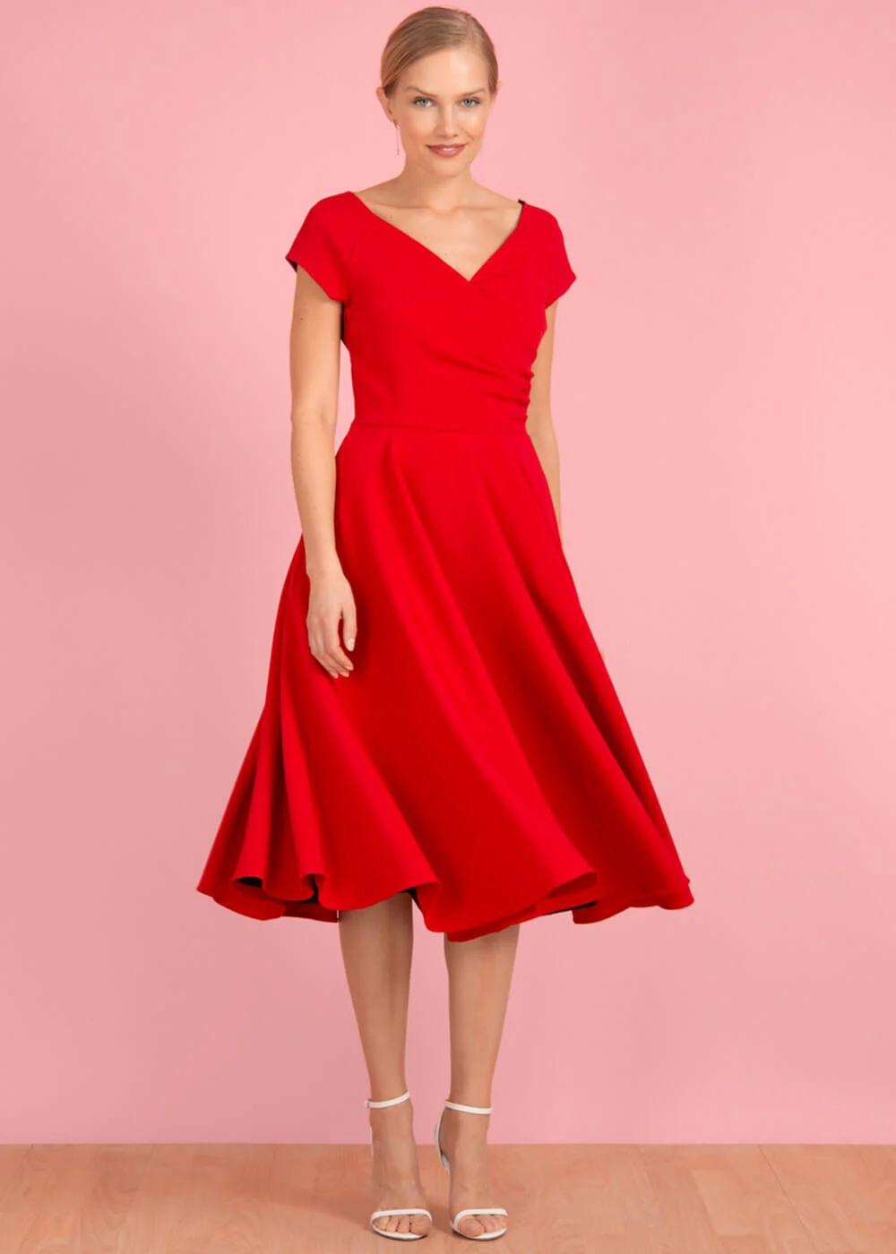 Pretty Dress Company Hourglass Robe Swing Années 50 Rouge