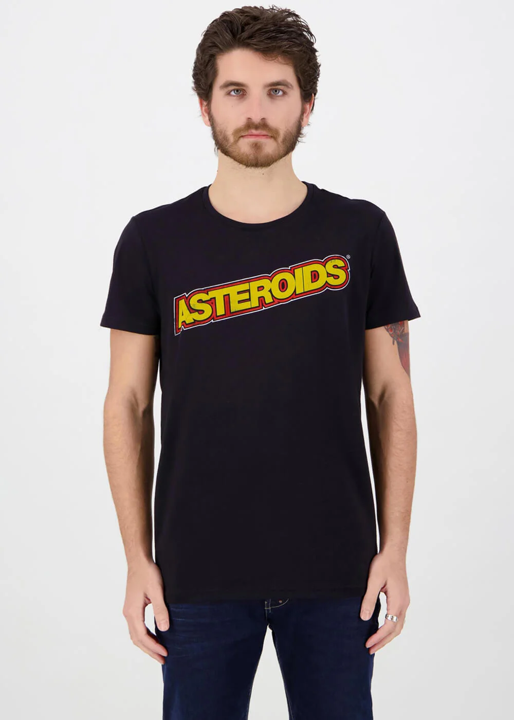 T-shirt Homme Retro Games Atari Astroids Logo Noir – Image 2