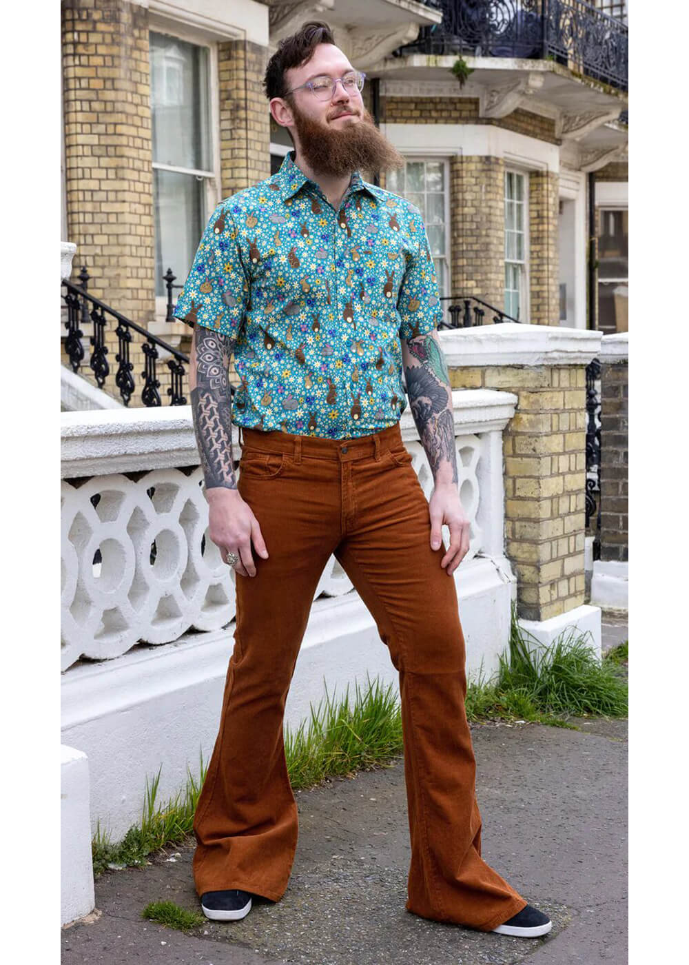 Run & Fly Pantalon Bootcut Corduroy pour Homme Années 70 Tobacco – Image 2