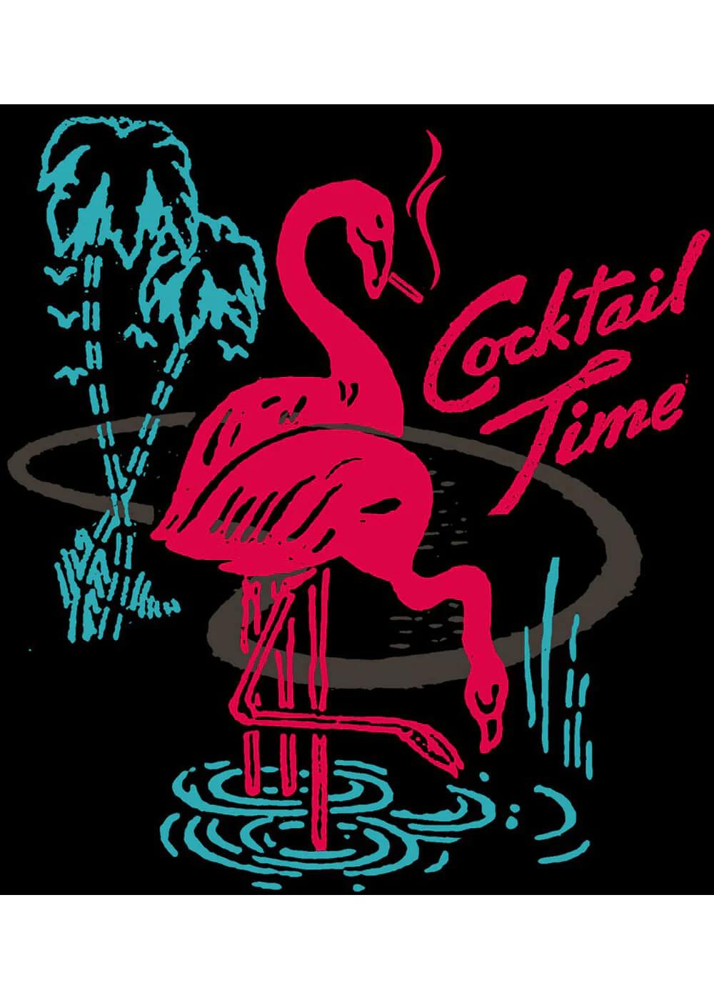 Steady Clothing Cocktail Time Flamingo Girly T-Shirt Zwart – Image 3