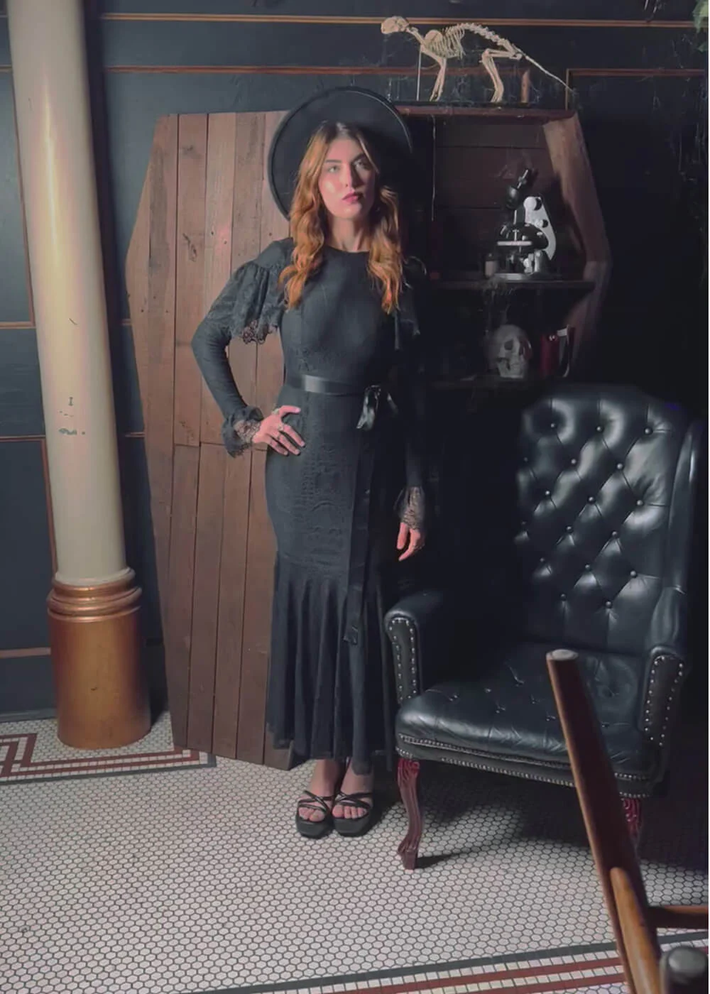 Witchwood Borden Robe Longue Sirène en Dentelle Noire – Image 6